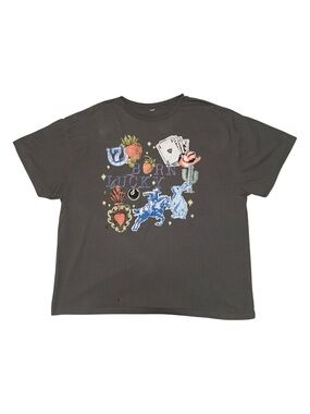 Five Below Born Lucky Graphic Tee Dark Gray Western Cowboy Lucky Charm